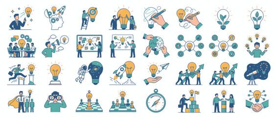 Fototapeta premium Creative Ideas and Innovation Concept Icons Set