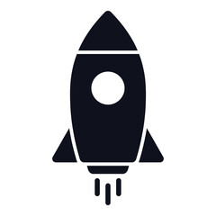 Simple black rocket ship icon with white details on white background icon © MDRIDWNUL