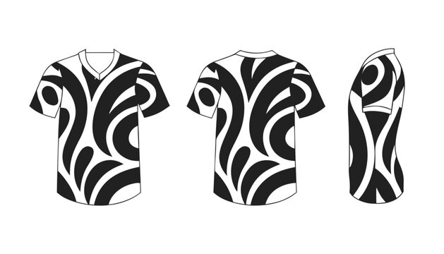 Abstract Swirl Pattern Jersey Shirt Garment CAD Template