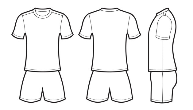 Blank Sports Uniform Kit Vector Technical Drawing