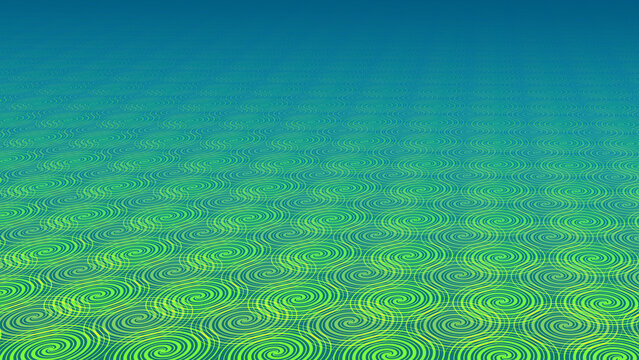 Abstract green spiral pattern background with perspective depth