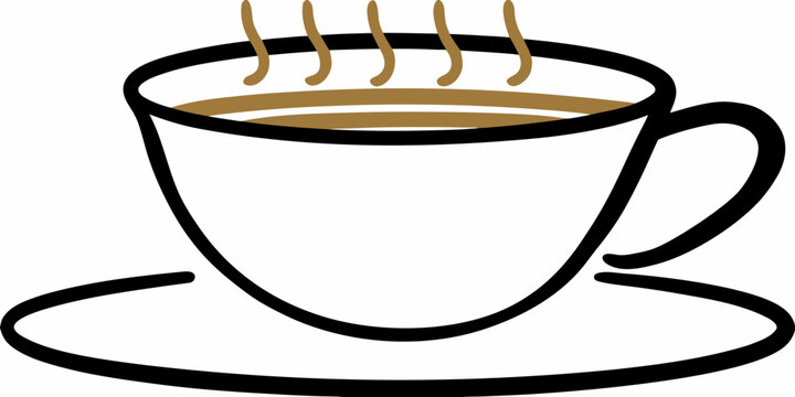 White teacup with saucer and steam vector illustration