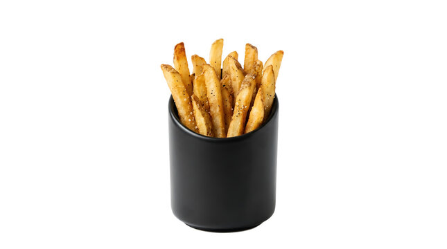 Handful Of French Fries Stan Isolated On Solid White Background