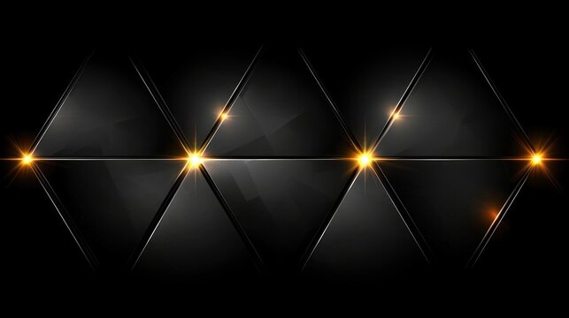 Dark triangles with shiny light on a black background