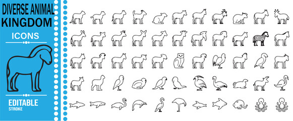 Prehistoric Dinosaur Outline Icons with Editable Vector Line Art Collection © SANTI