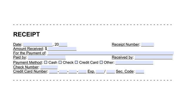 Receipt fillable form, color vector illustration