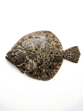 Fresh raw whole flounder fish seafood on clean white background