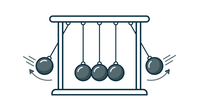 Newton's Cradle Swinging Balls Physics Concept Illustration