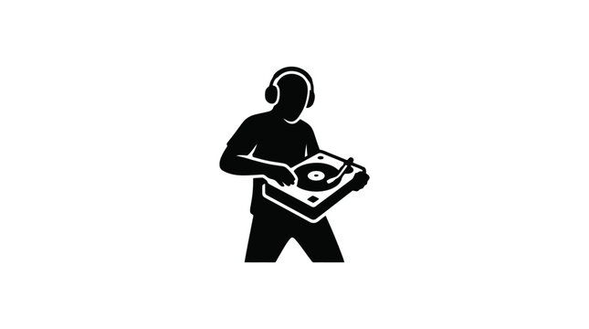 DJ playing music on turntable.