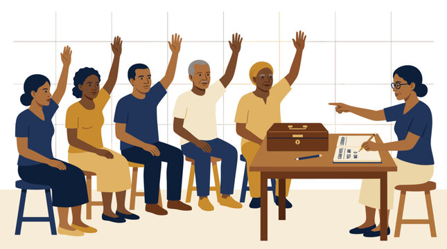 Community Group Raising Hands to Vote on a Loan