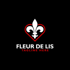 Fleur de lis logo icon isolated on black background © sljubisa
