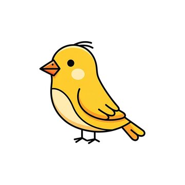 Cartoon yellow canary bird perched on branch.