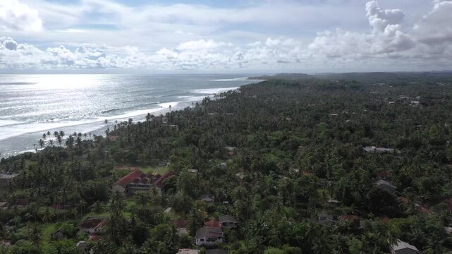 Cinematic Aerial View of Tropical Landscape Near Polhena Beach, Sri Lanka