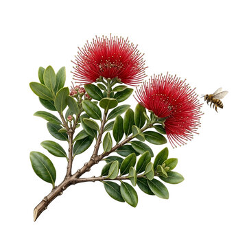 Pohutukawa flowers and bee