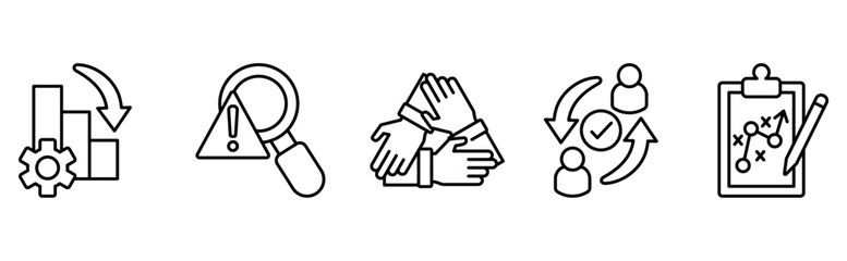 risk management business collaboration and tactical execution icon set  © Iracons