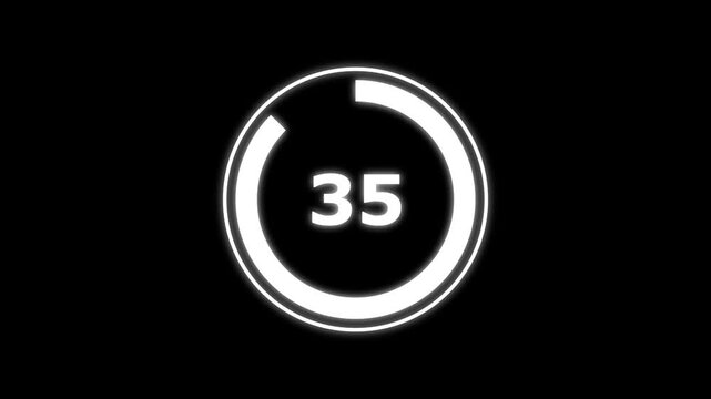 futuristic blue neon countdown timer from 40 to 0 with circular motion. 40 second countdown timer animation with neon number text glowing from 40 to 0 with interesting circle animation.