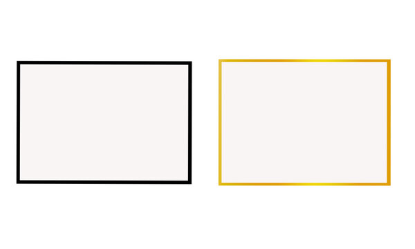 black and Gold Rectangle Frame Set Isolated on Transparent Background