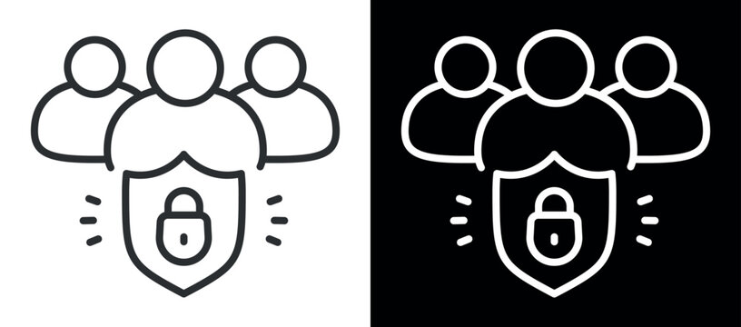 Team collaboration and data security icon illustrating safety and privacy