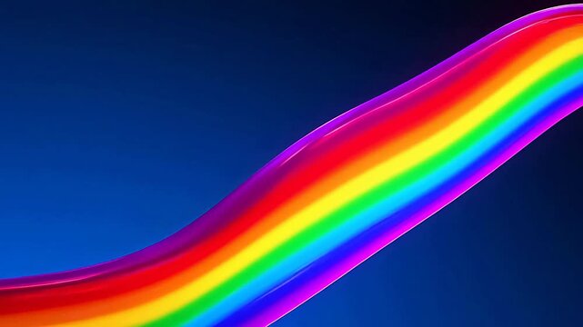 Colorful rainbow light waves in blue space