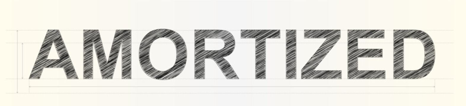 Amortized text with a unique hand drawn hatched pencil sketch effect representing financial spread over time