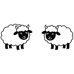 Obraz premium Sheep heads in black and white on dark background