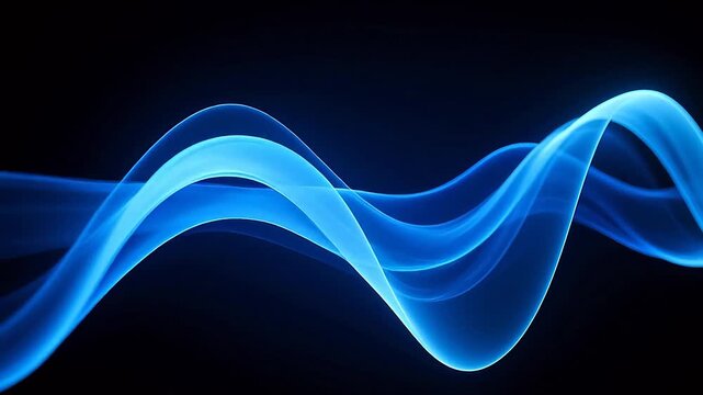 Flowing blue light wave in dark void