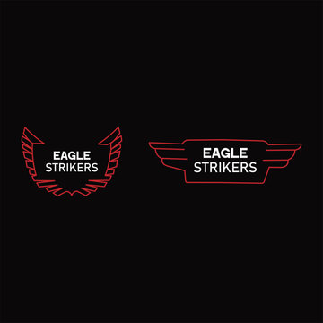 eagle strikers wing emblem logo - sports team vector badge