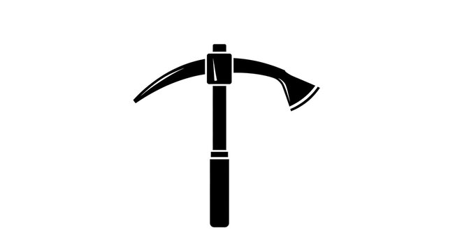 Black silhouette of a pickaxe with an axe head on a white background