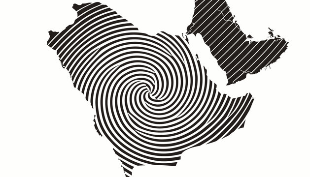 Abstract Circular Pattern Overlay on Arabian Peninsula Map
