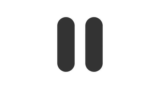 Pause Button Icon, Black Rounded Rectangles on White Background