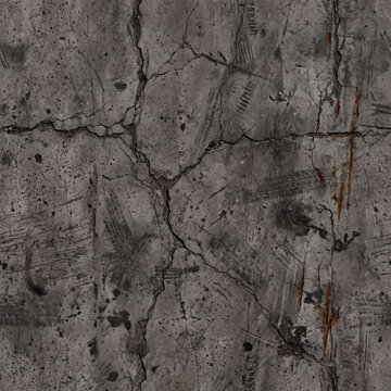 Dark Cracked Concrete Wall Texture with Grunge Surface and Industrial Background