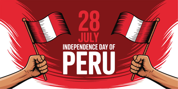 Hands Holding Peruvian Flags for Independence Day Celebration