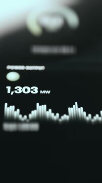 Power Output 1303 MW with Animated Waveform Chart on a Dam Dashboard