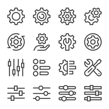 setting and adjustment thin line icon set,vector and illustration