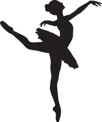 Ballet dancer silhouette, black dance icon, vector illustration, ballerina figure © MDSAGAR