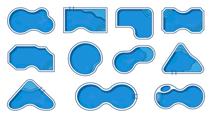 Fototapeta premium Variety of Swimming Pool Shapes Top View, Modern Pool Designs