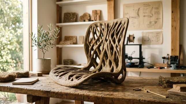 3D Printed Biomorphic Chair in Workshop