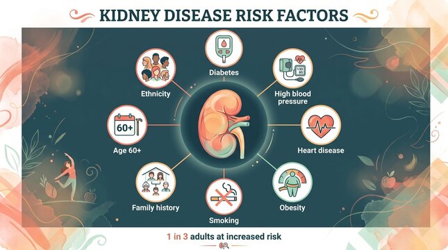 Kidney disease risk factors infographic