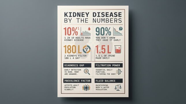 Kidney disease by the numbers statistics infographic