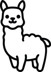 Fototapeta premium Cute cartoon alpaca standing upright