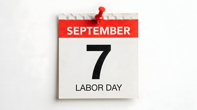 Red and white calendar page for september 7, labor day 2026 labor-day