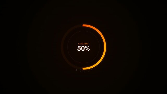 Circular Progress Loading Animation With Percentage Indicator On Dark Background