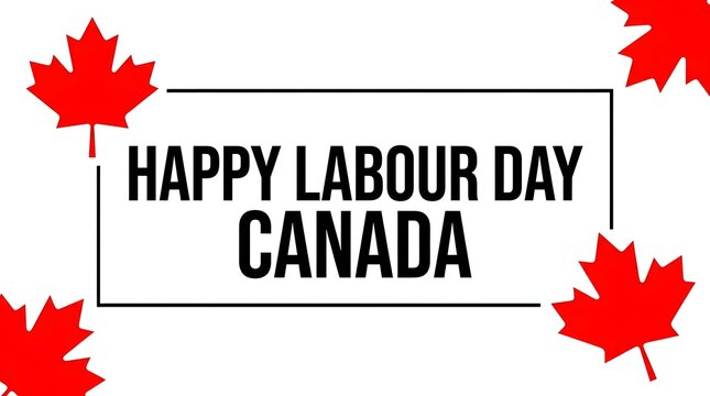 Red maple leaf border with labour day canada text
