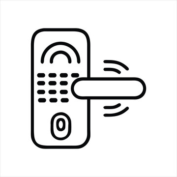 Smart digital door lock icon with wireless connection and keypad access