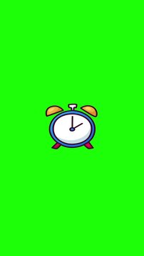 Animated alarm clock doodle icon, hand-drawn flat vector line art with wiggle effect, looping motion graphic for time, schedule and productivity design