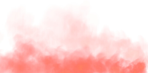Obraz premium Abstract red smoke isolated on transparent white background. Red color fog clouds rising up. Colorful smoke texture. Fantastic red smoke. Magic smoke. Smog cloud on podium or stage. Fog vapor over.