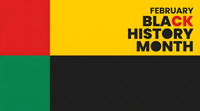 Vibrant horizontal stripes with black history month text rainbow yellow
