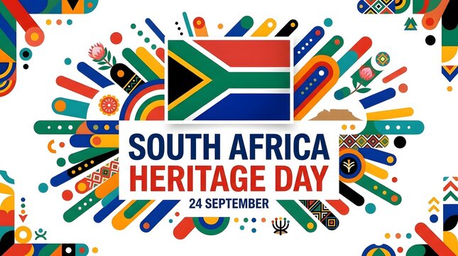 Vibrant south africa heritage day celebration banner with national symbols south-africa