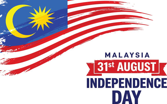 Malaysia independence day celebration background with national flag brush stroke design