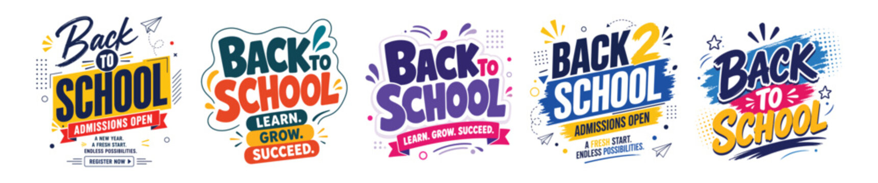 Back to school colorful retro style logo set and Back to School 2026, School Admission, Back to School, Back to School logo, Back to School Advertisement Template
